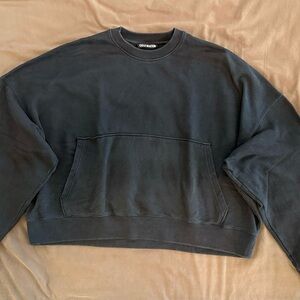 Cole Buxton - black Cropped Sweatshirt with oversized kanga pouch - size L
